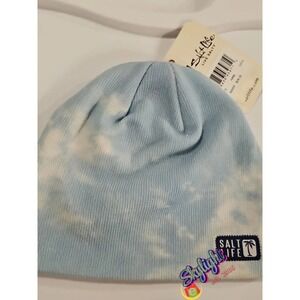 Salt Life Girls Sky Blue Tie-Dye Cloud Beanie Hat Knit Cap Fits Most One Size